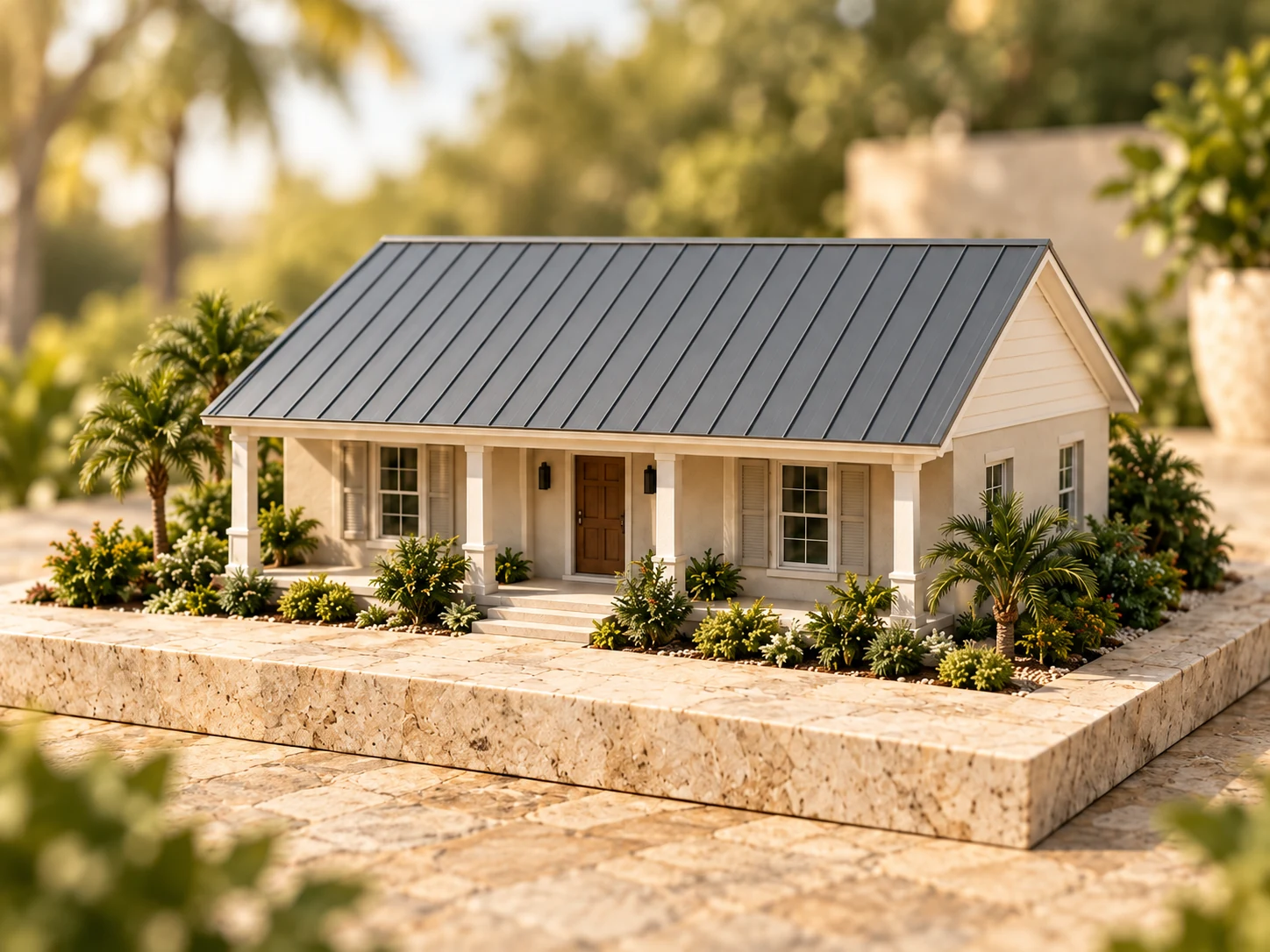 Architectural model with a simple straight-seamed gable roof